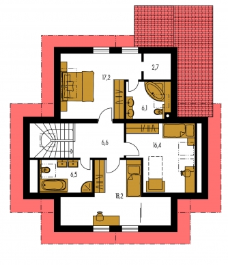 Image miroir | Plan de sol du premier étage - KLASSIK 147